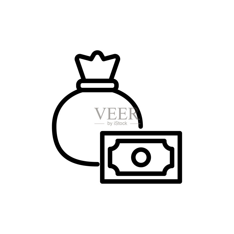 简约钱袋线性图标图标素材