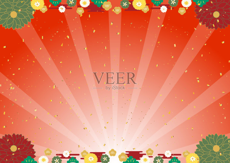 新年设计以鲜花为背景正版插画素材