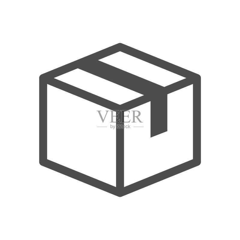 白色背景上隔离的盒子矢量图标。用于Web、移动应用和UI设计的用胶带密封的包装盒图标图标素材