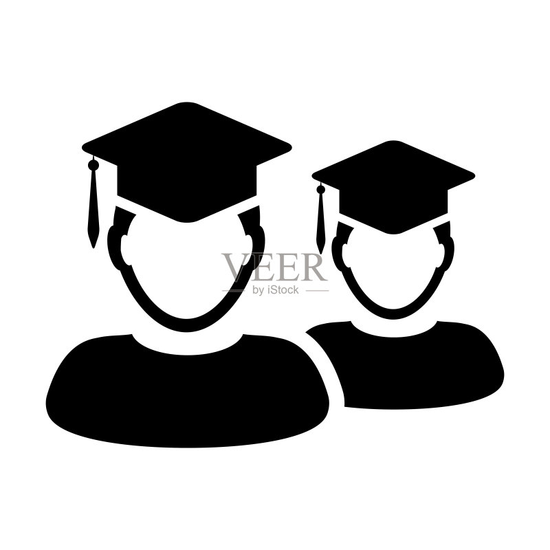 学院图标矢量图：戴着毕业帽的学生图标素材