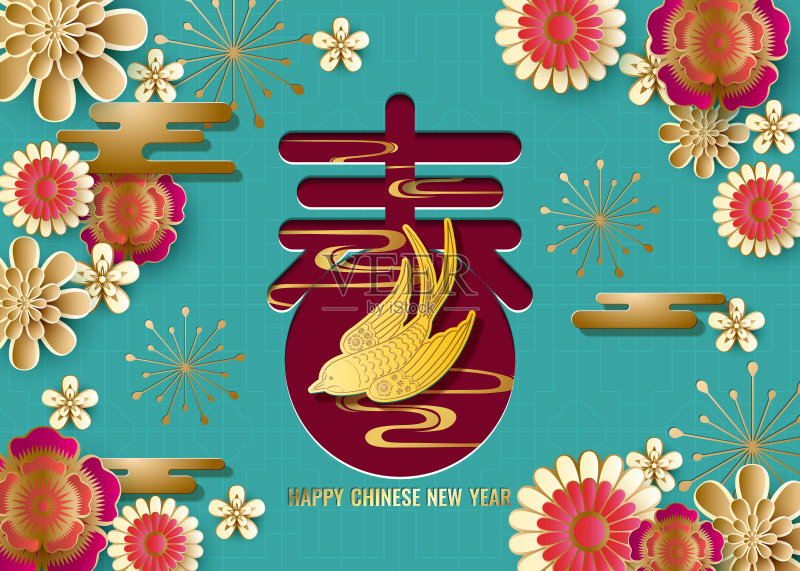 经典的中国新年背景正版插画素材