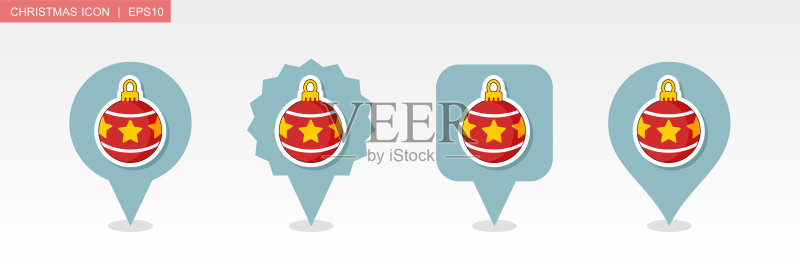 圣诞球地图图钉图标图标素材