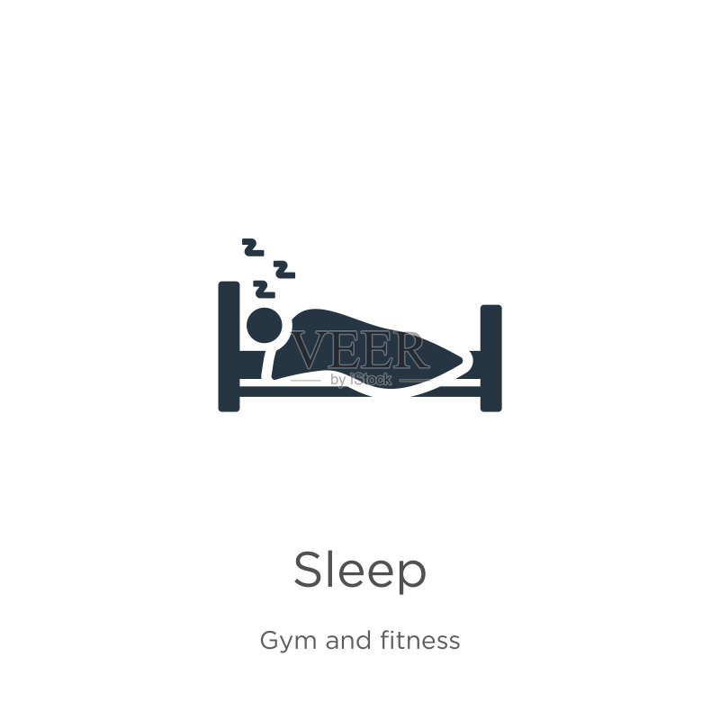 睡眠图标矢量图：健身系列中的流行扁平睡眠图标，可用于网页和移动图形设计、徽标图标素材