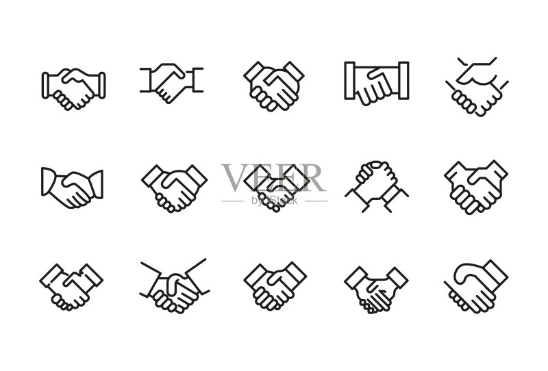 握手笔画线条图标图标素材