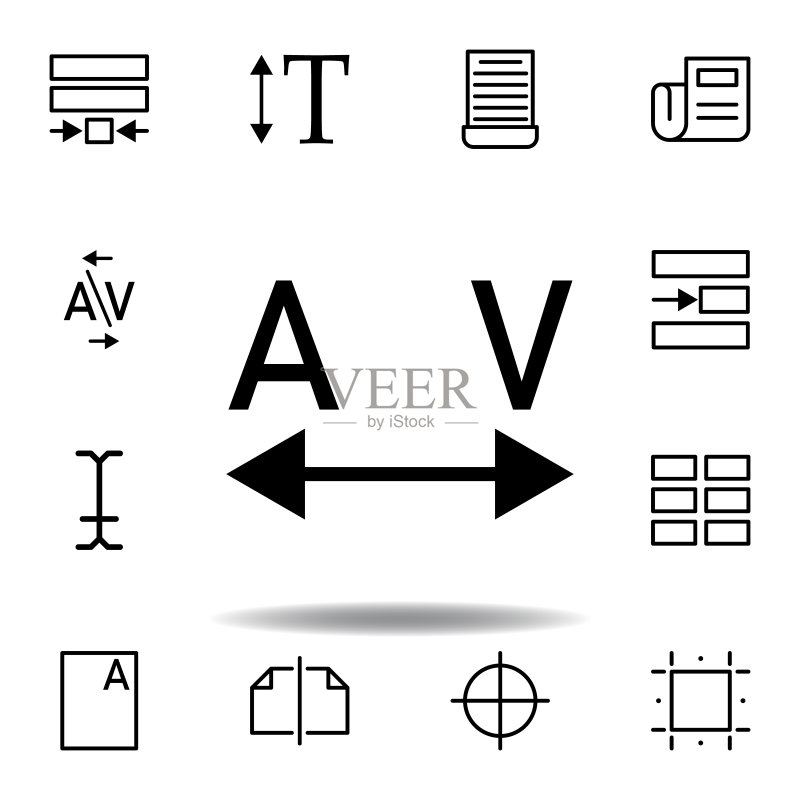 跟踪、文字A和V图标，适用于网页、logo、移动应用、UI、UX图标素材