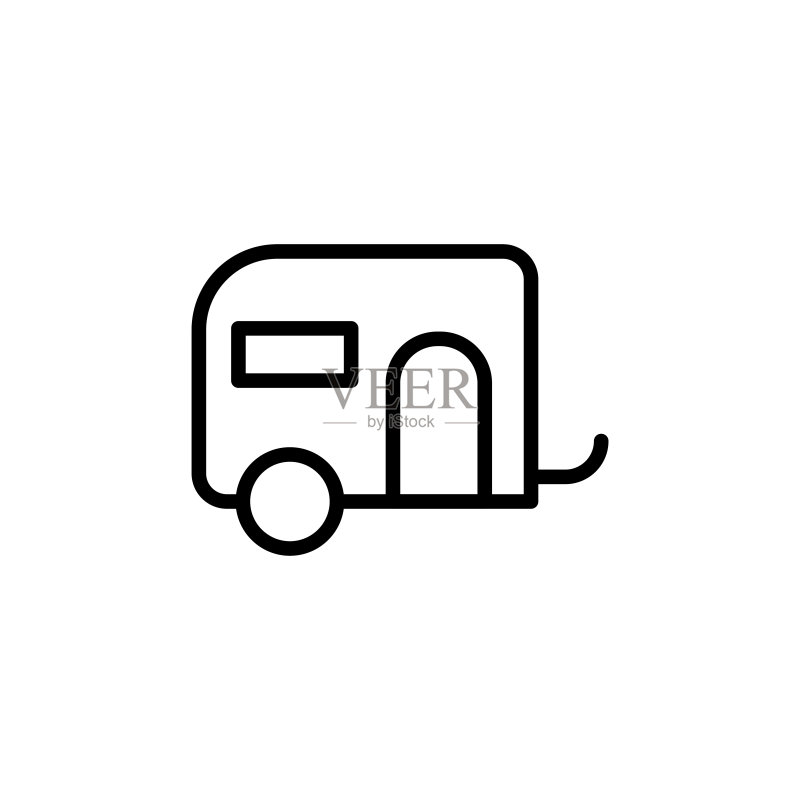 简约的旅行车线条图标图标素材