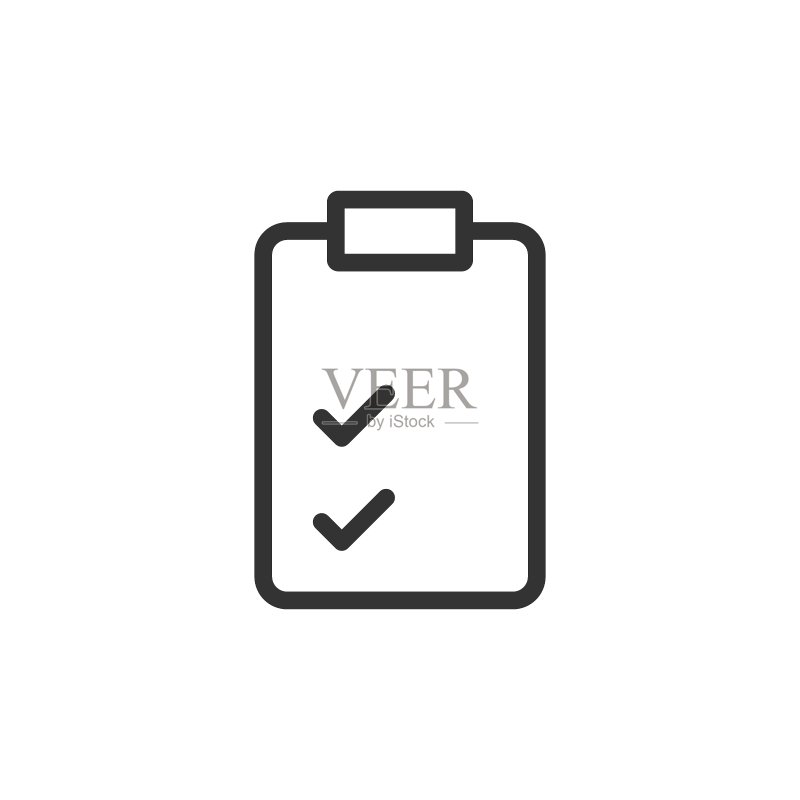 扁平风格的文档清单图标。白色背景上的报告矢量图。文件表格商务概念。图标素材