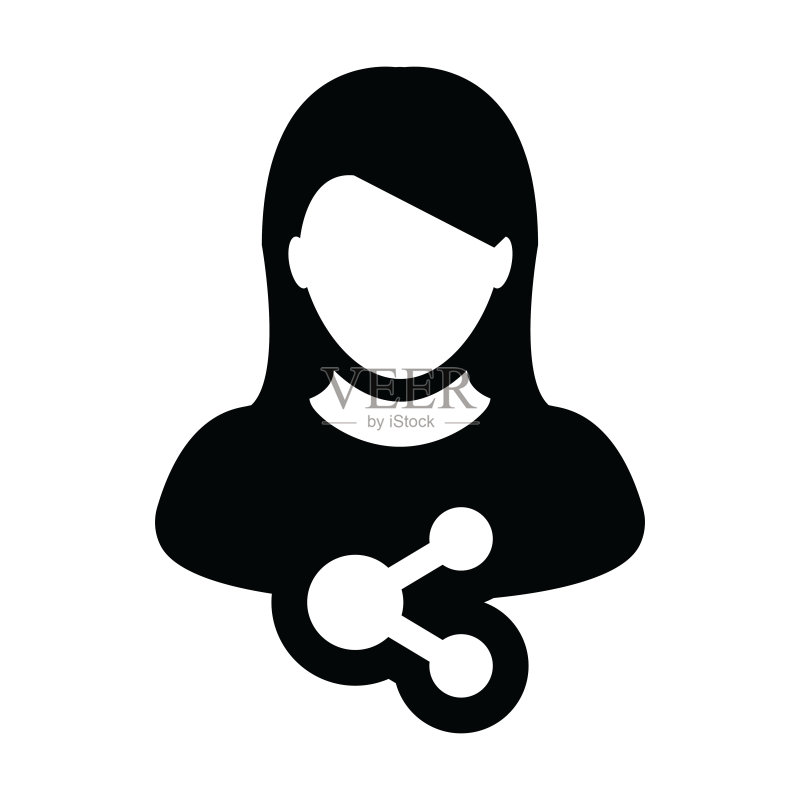 网络图标矢量女性人物头像，带符号的字形图图标素材