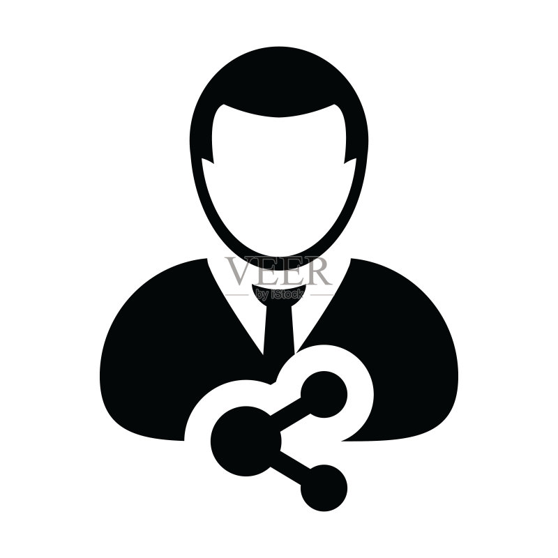 带有分享符号的男性头像矢量社交图标图标素材