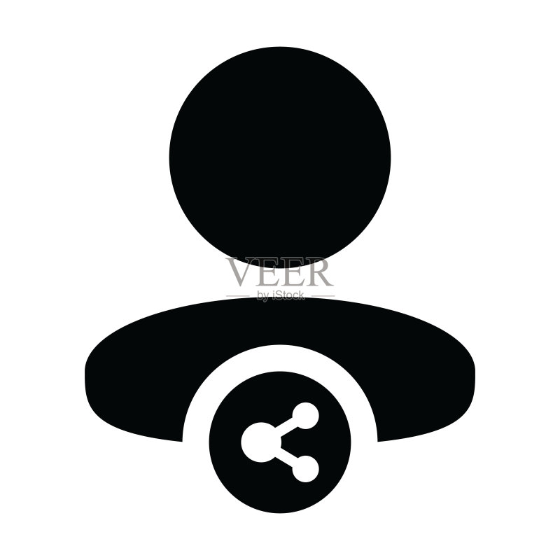 分享符号图标：带网络标志的男性头像图标素材