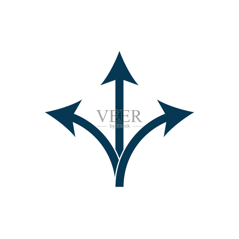 白色背景上的三向箭头图标矢量图图标素材
