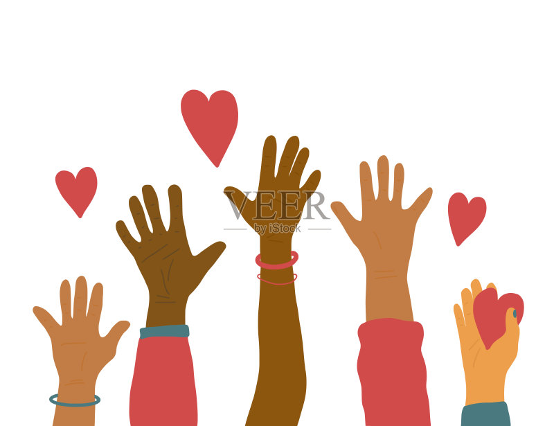 志愿者举起概念。向量的简单的设计正版插画素材