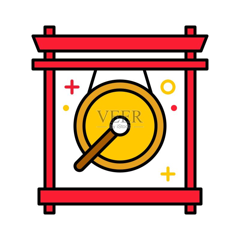 中国锣矢量图，中国新年填充图标图标素材
