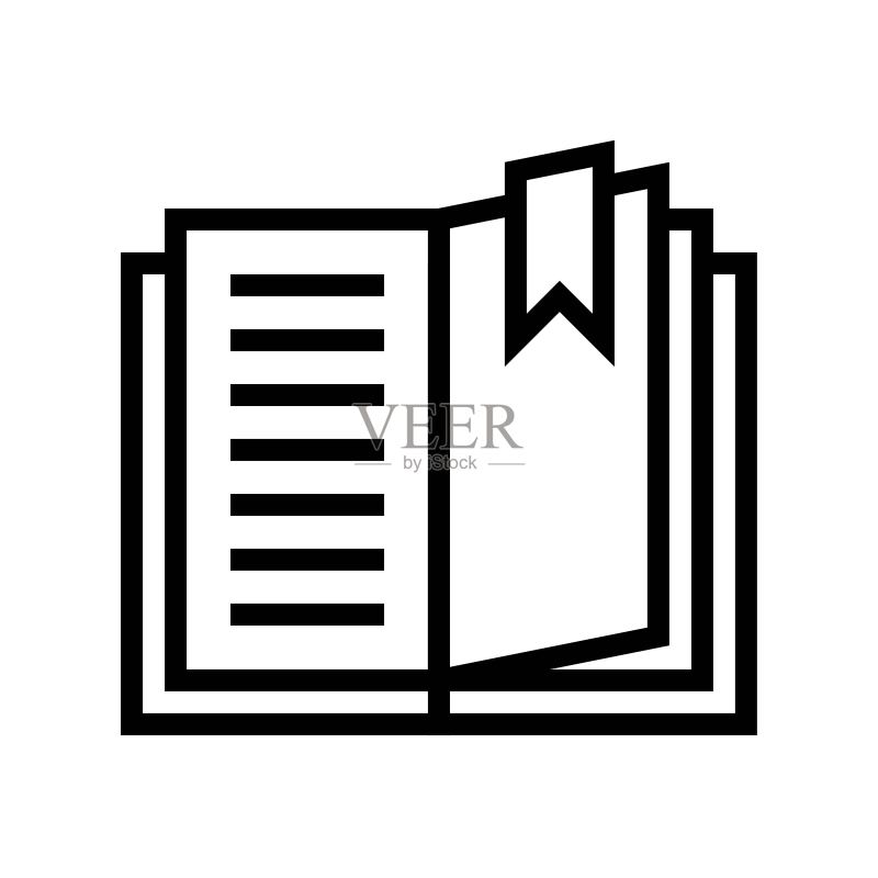 带书签的打开的书籍线性图标图标素材