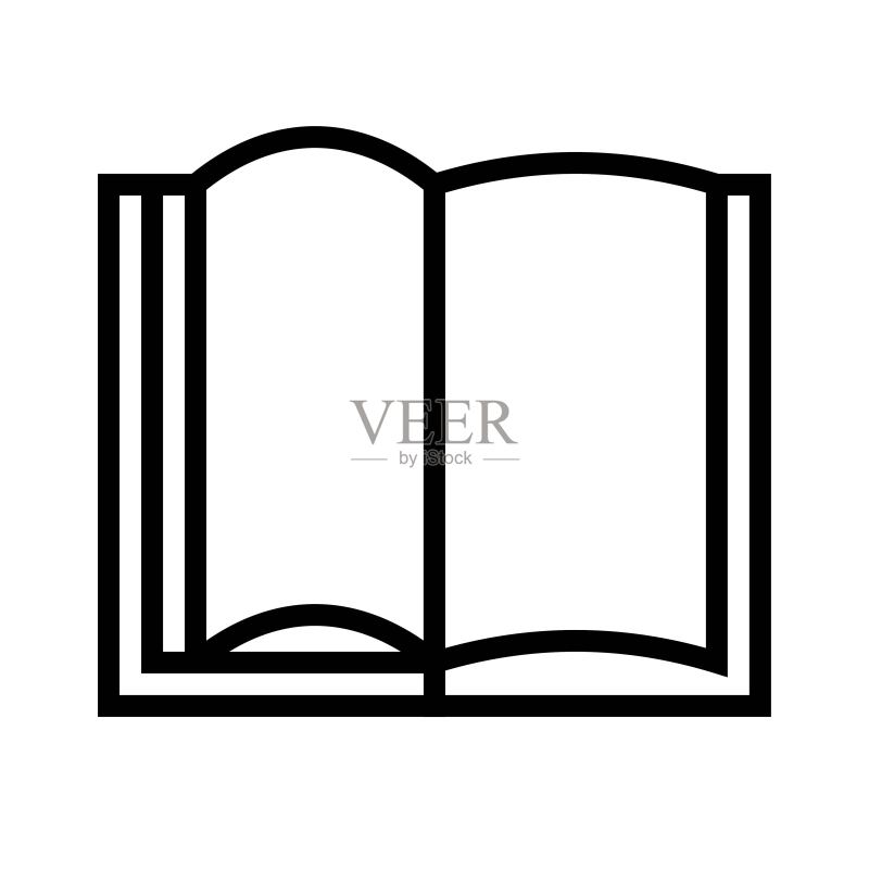 打开的书本矢量图，线条风格图标图标素材