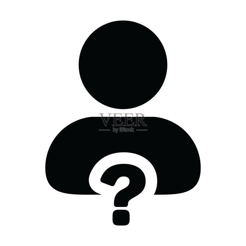 论坛图标矢量问号与男性用户头像个人资料符号，用于帮助标志中的字形象形图图标素材