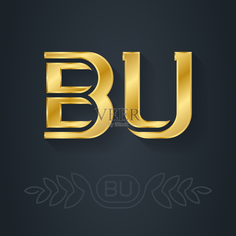 B和U首字母金色标志图标素材