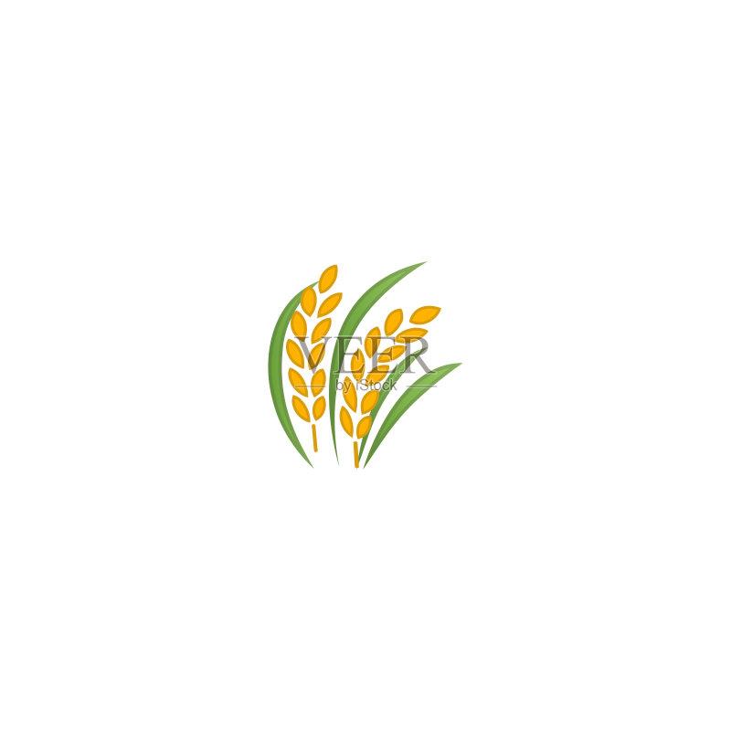 小麦写实矢量图标，大麦穗表情插画图标素材