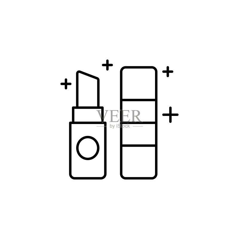 嘴唇口红图标：用于UI和UX的简单线条轮廓矢量图标素材