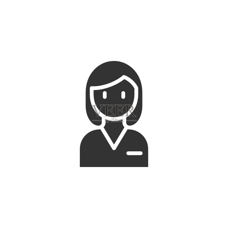 扁平风格的女性面部图标。白色背景上的人物矢量图。合作商业理念。图标素材