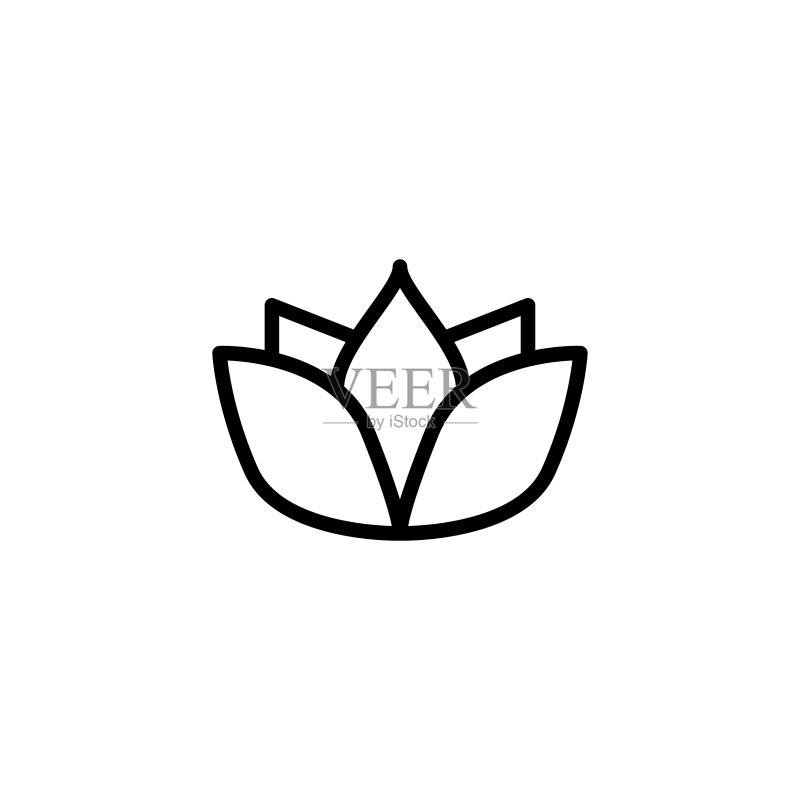 简约莲花线条图标图标素材