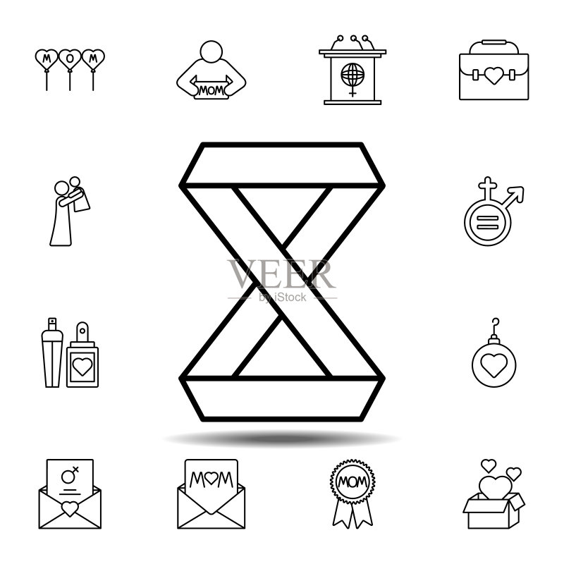 三八妇女节丝带图标UI/UX细线条轮廓矢量元素图标素材