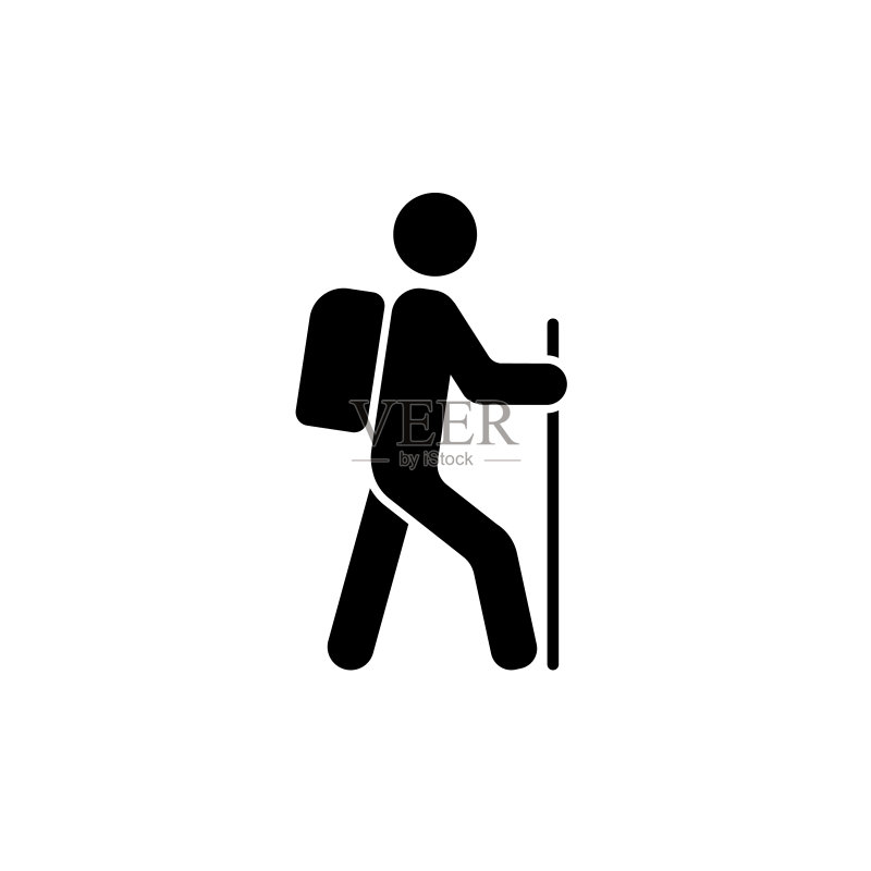 白色背景上的徒步旅行图标矢量图图标素材