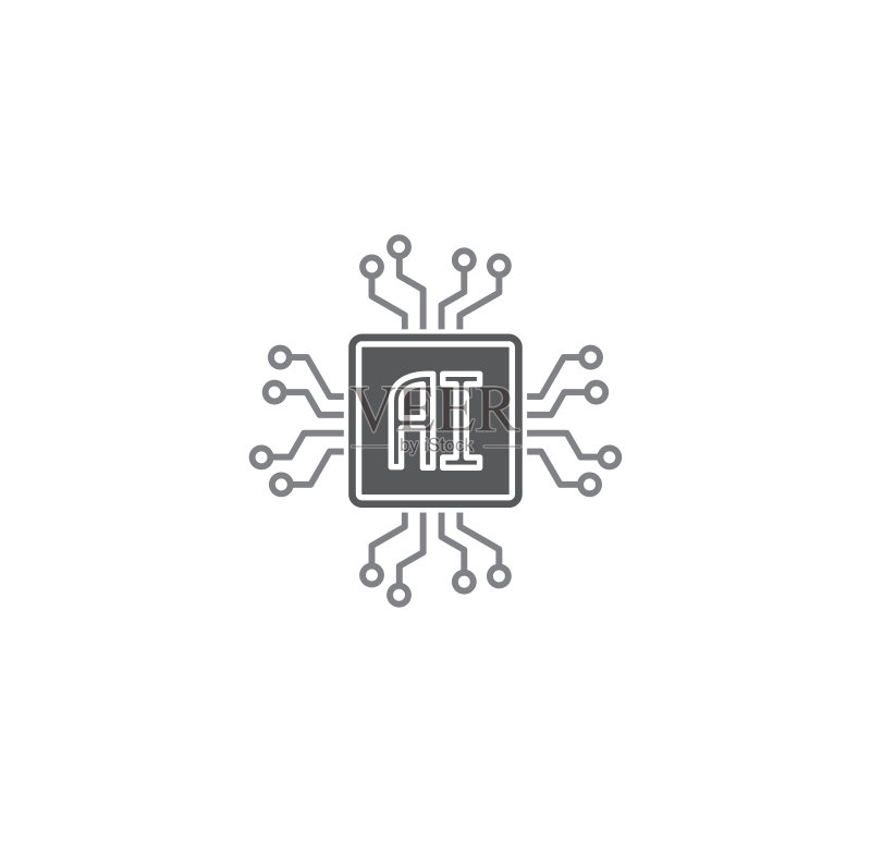 用于图形和网页设计的AI相关图标背景。简单的互联网概念符号，适用于网站按钮或移动应用程序图标素材
