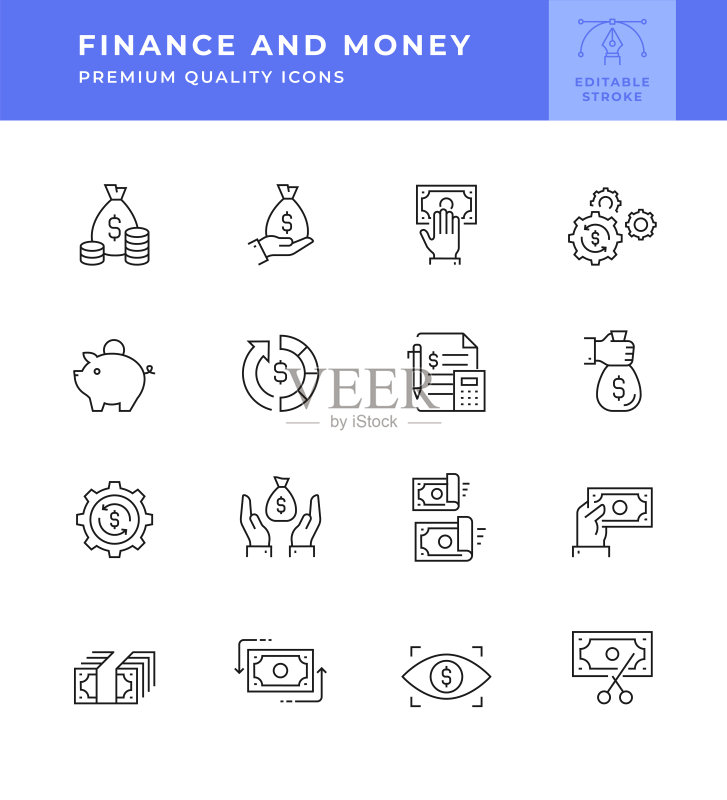 金融与货币线性图标图标素材