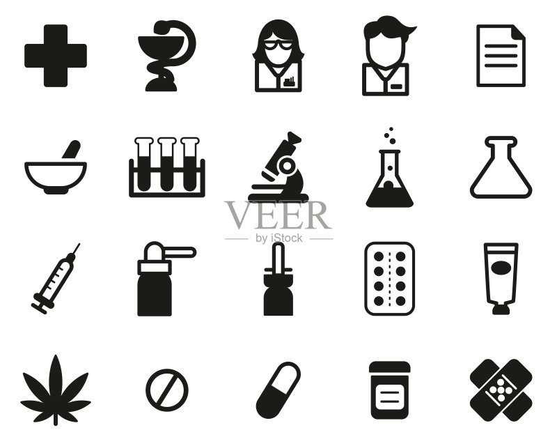 药房或药店图标黑白大图图标素材