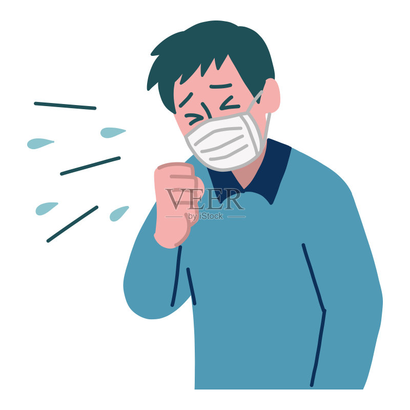 病人打喷嚏咳嗽正版插画素材