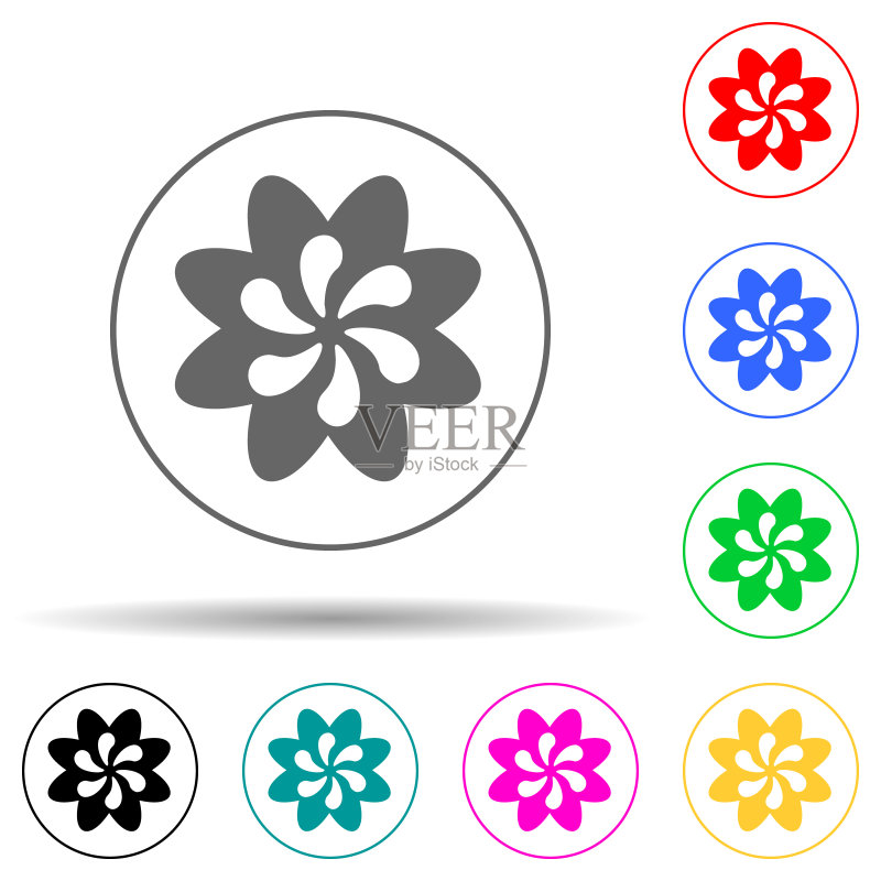 花朵多色风格图标，适用于UI和UX的扁平矢量花朵图标，网站或移动应用图标素材
