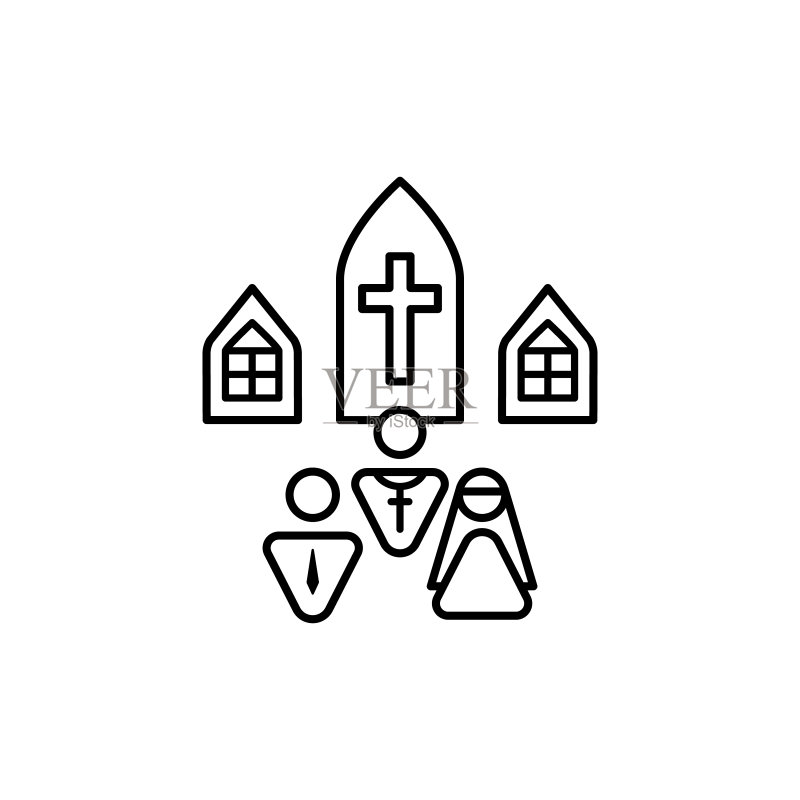 婚姻，基督教图标。用于UI和UX、网站或移动应用的简单线条、轮廓矢量宗教图标图标素材