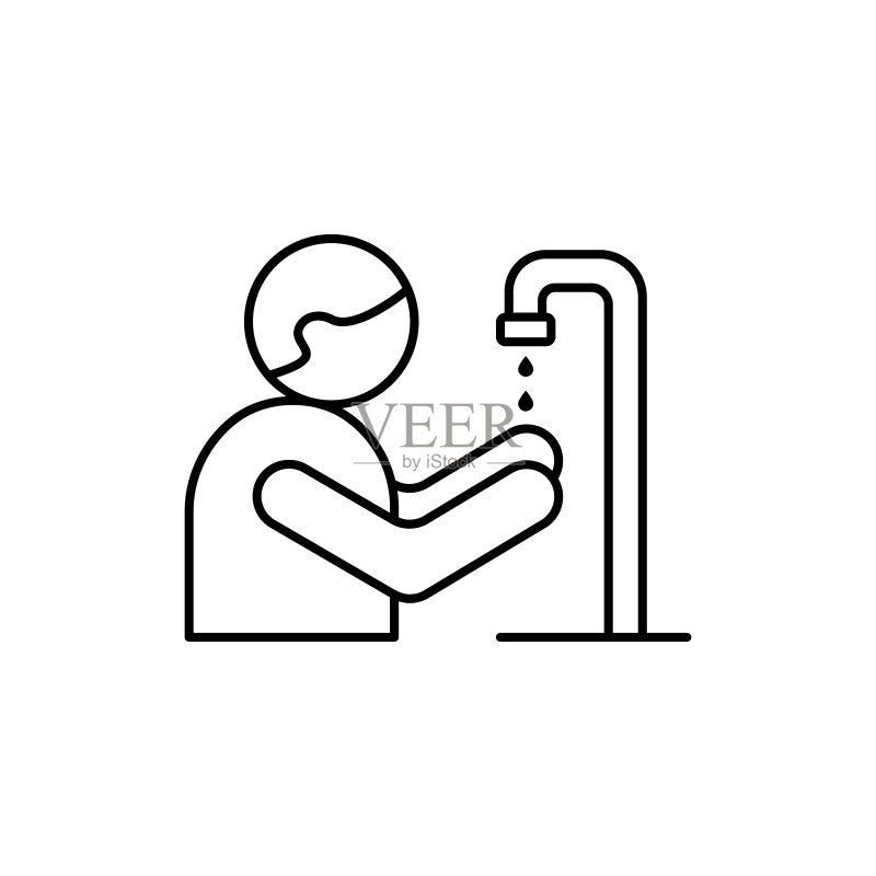 伊斯兰净礼洗手图标：UI和UX网站或移动应用的简约轮廓矢量宗教图标图标素材