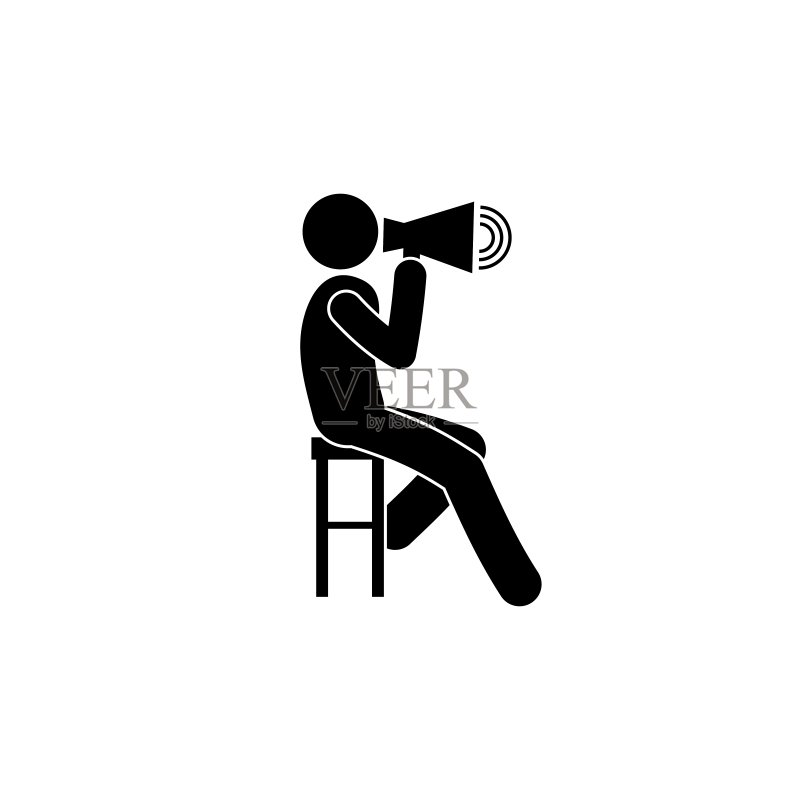 男人拿着扩音器坐在椅子上的简笔画图标图标素材
