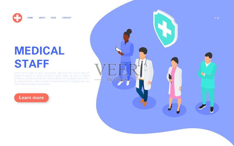 医疗队网页横幅。医疗保健和医学教育理念。正版插画素材