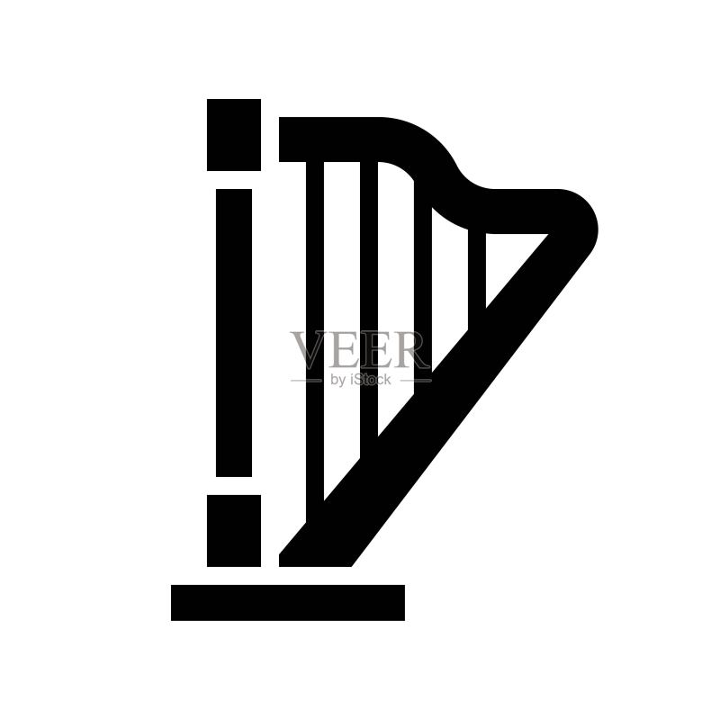 竖琴图标，圣帕特里克节相关矢量图标素材