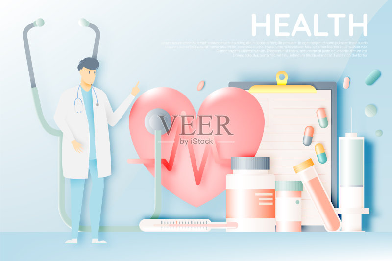 医生和医药用柔和的颜色正版插画素材