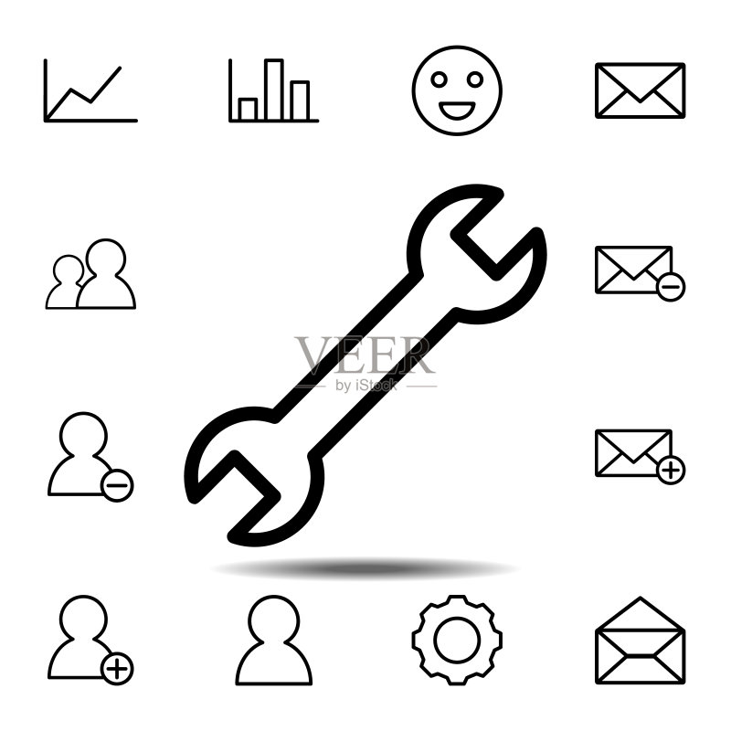 扳手图标。用于UI和UX、网站或移动应用程序的简约网络图标集的简单细线轮廓矢量元素图标素材