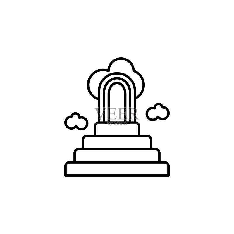 白色背景上的天堂线条图标图标素材