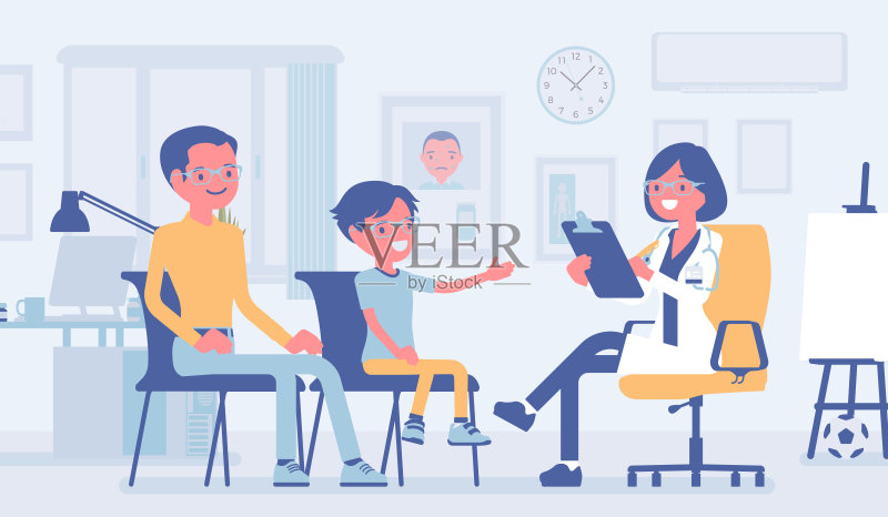 儿童儿科检查程序，女医生正版元素素材