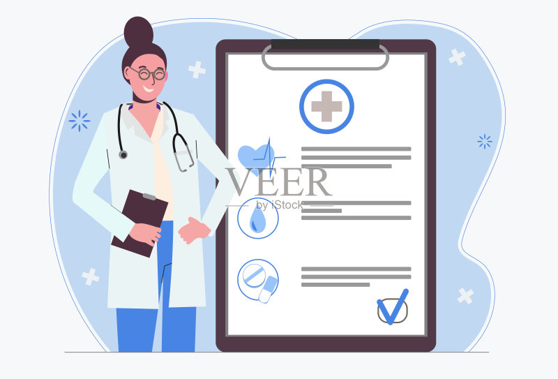 女医生。医疗保险正版插画素材