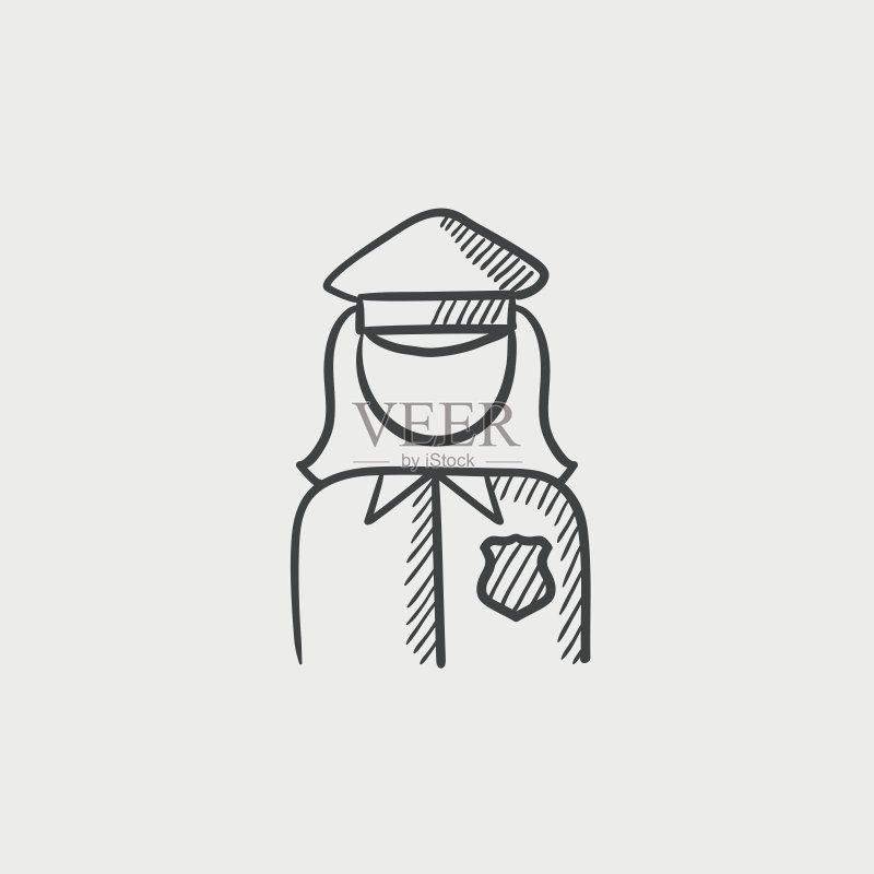 女警察素描图标图标素材