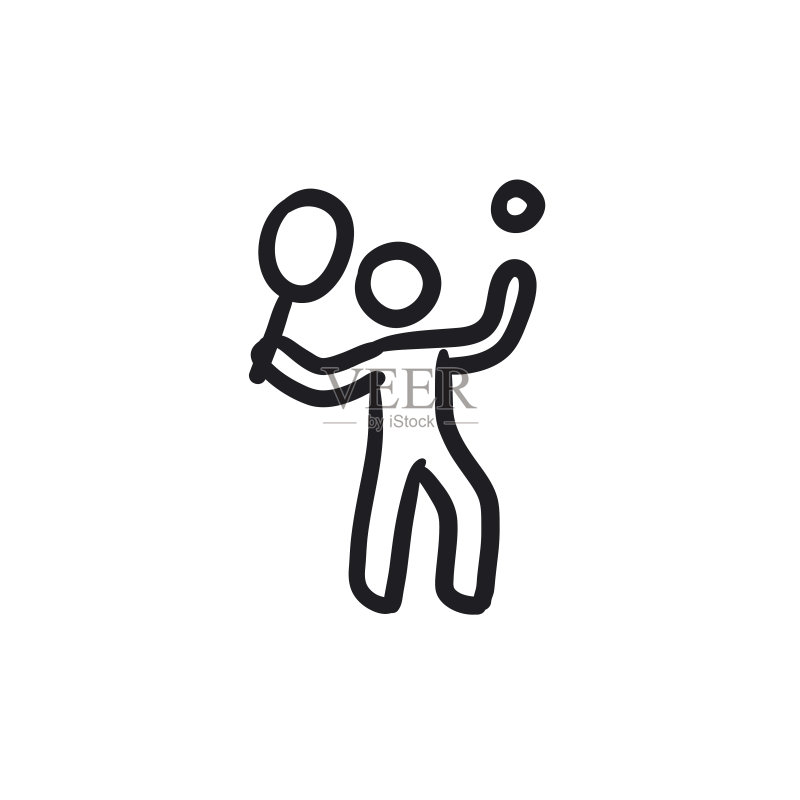 男人打网球素描图标图标素材