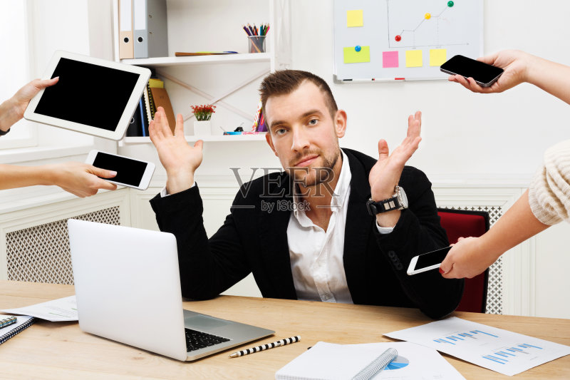 厌倦了多任务处理，商人工作狂正版图片素材