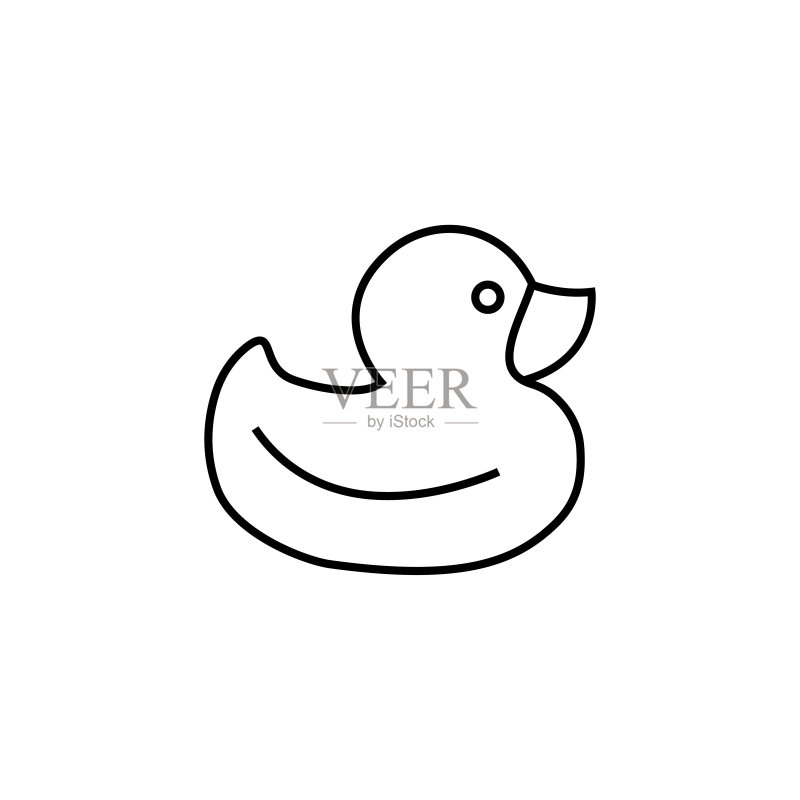 浴缸鸭矢量图标，背景隔离。手绘浴缸鸭图标。细线风格的符号或logo元素图标素材