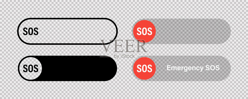 SOS红色切换按钮矢量隔离图标。紧急红色开关图标。圆形按钮。带开关的按钮。图标素材