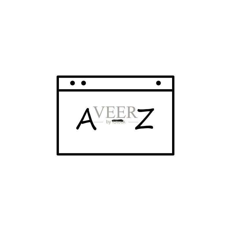 白色背景上的A到Z字母表线性插图图标图标素材