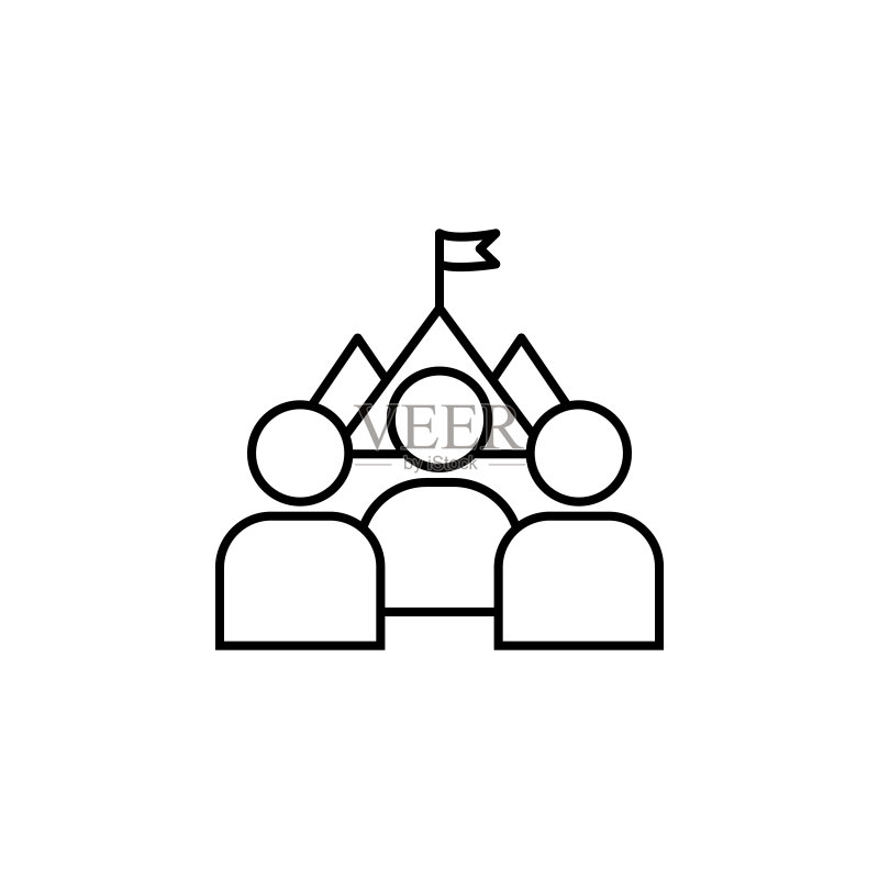 白色背景上的群组线性图示图标图标素材
