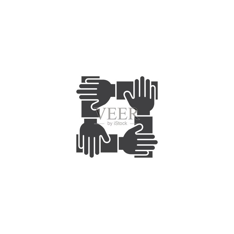 团队合作四手，团结业务。矢量图标模板图标素材